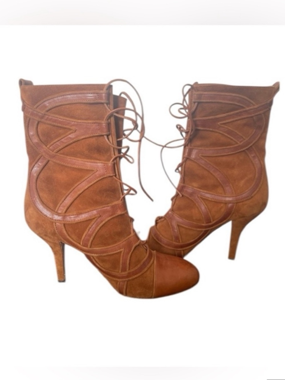 Emanuel Ungaro Paris Brown Lace-Up Suede Ankle Boots